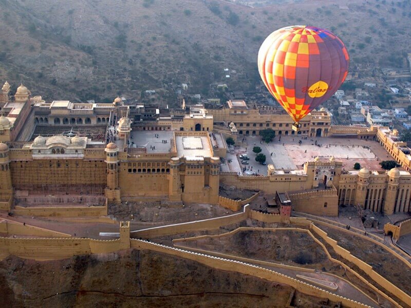 Aerial of Amer Fort Jaipur from a balloon photo credit skywaltz