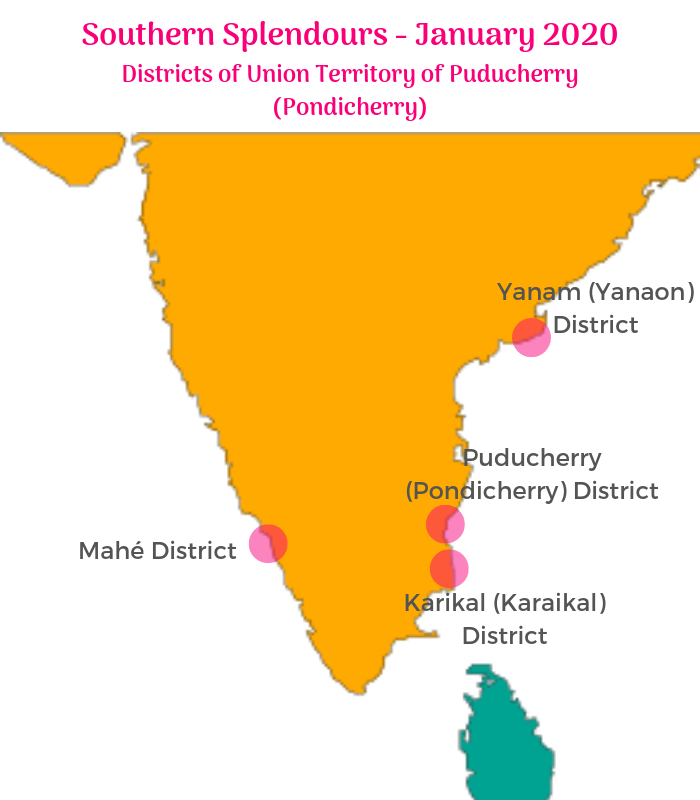 Jasmine trails Pondicherry Map for the Southern Splendours Tour January 2020