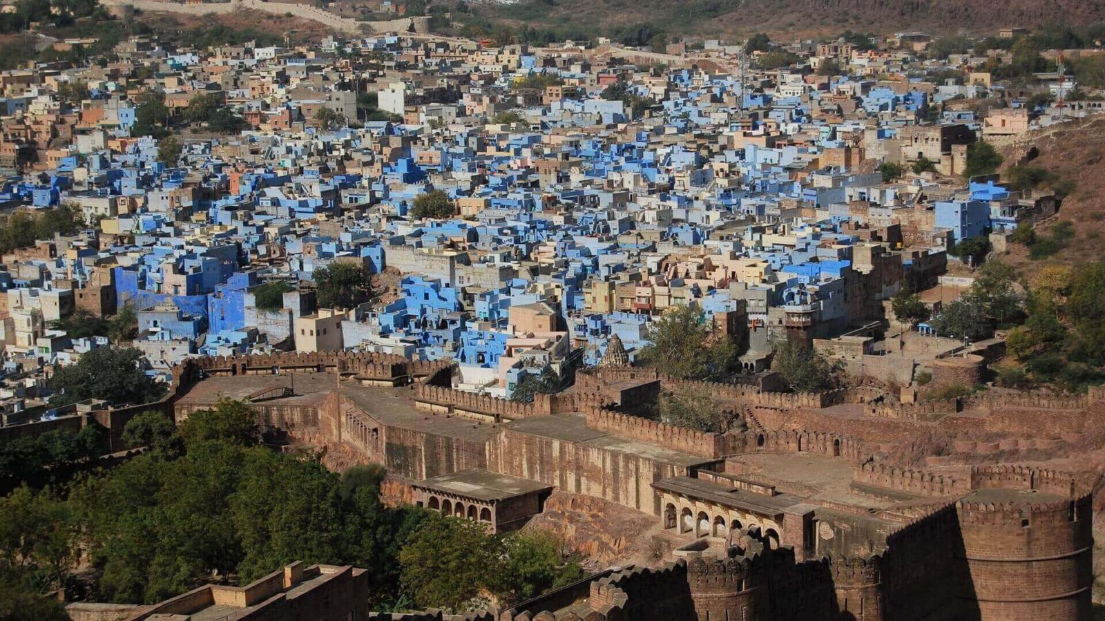 Jasmine Trails Header. In the image is the Blue City of Jodhpur in Rajasthan India