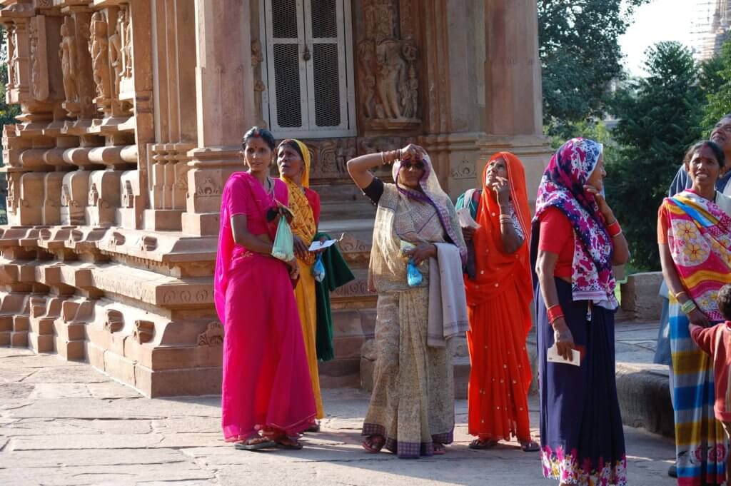 Women tourists at the Khajurao Temples