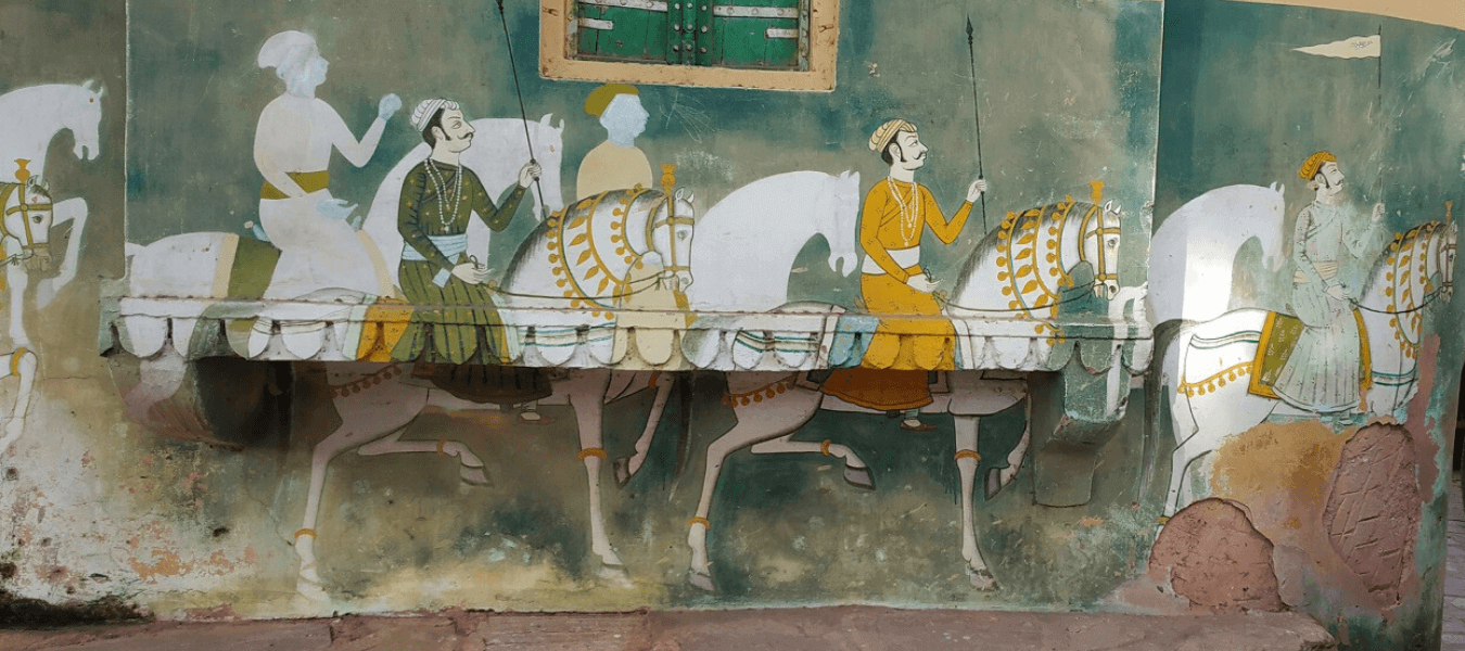 North India page header. In the image is a mural in Rajasthan