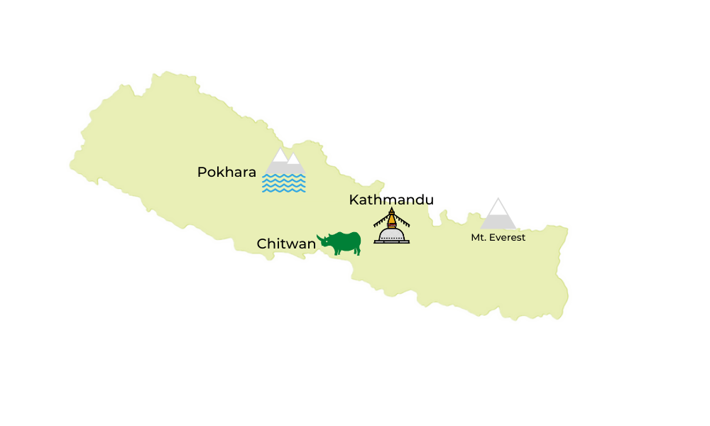 Nepal Travel Destinations Map by Jasmine Trails