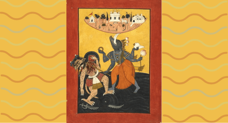 Lord Vishnu as Varaha rescues Mother Earth